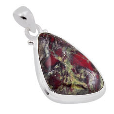 925 silver 12.62cts natural green bloodstone african (heliotrope) pendant n38643