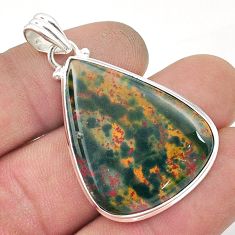 925 silver 25.89cts natural green bloodstone african (heliotrope) pendant u50688