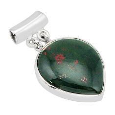 925 silver 15.02cts natural green bloodstone african (heliotrope) pendant y66551