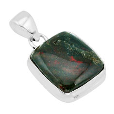 925 silver 12.98cts natural green bloodstone african (heliotrope) pendant y67314