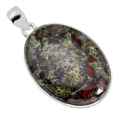 925 silver 22.00cts natural green bloodstone african (heliotrope) pendant y77310