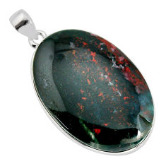 925 silver 30.49cts natural green bloodstone african (heliotrope) pendant y77346
