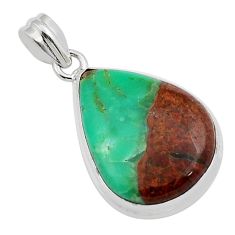 925 silver 18.89cts natural green boulder chrysoprase pear shape pendant y23146