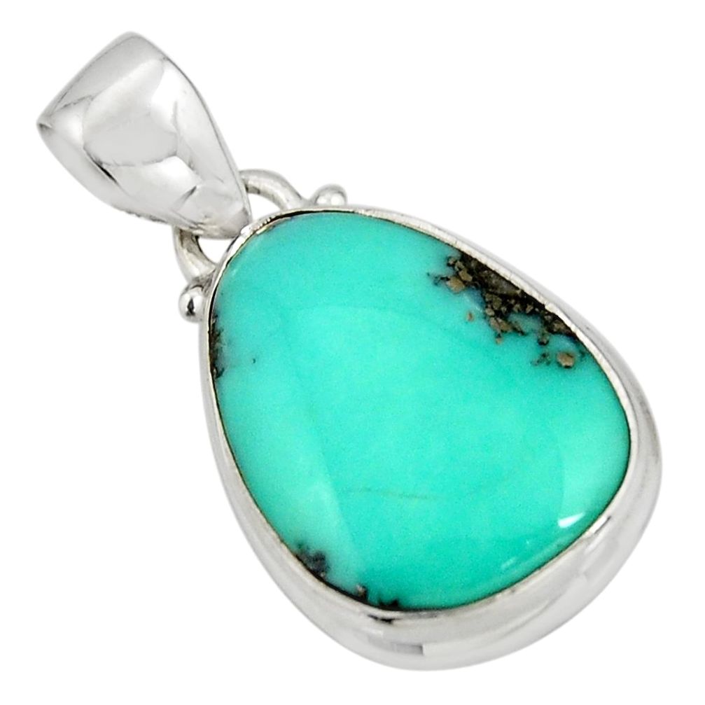 925 silver 12.22cts natural green campitos turquoise fancy shape pendant r20708