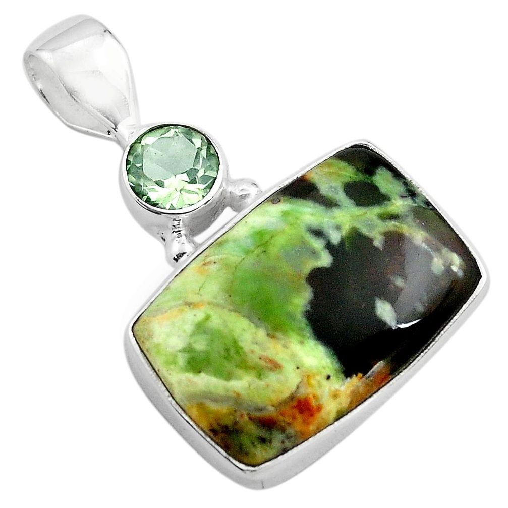 cts natural green chrome chalcedony amethyst pendant p85478