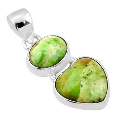 925 silver 9.22cts natural green chrome chalcedony heart pendant jewelry t83492