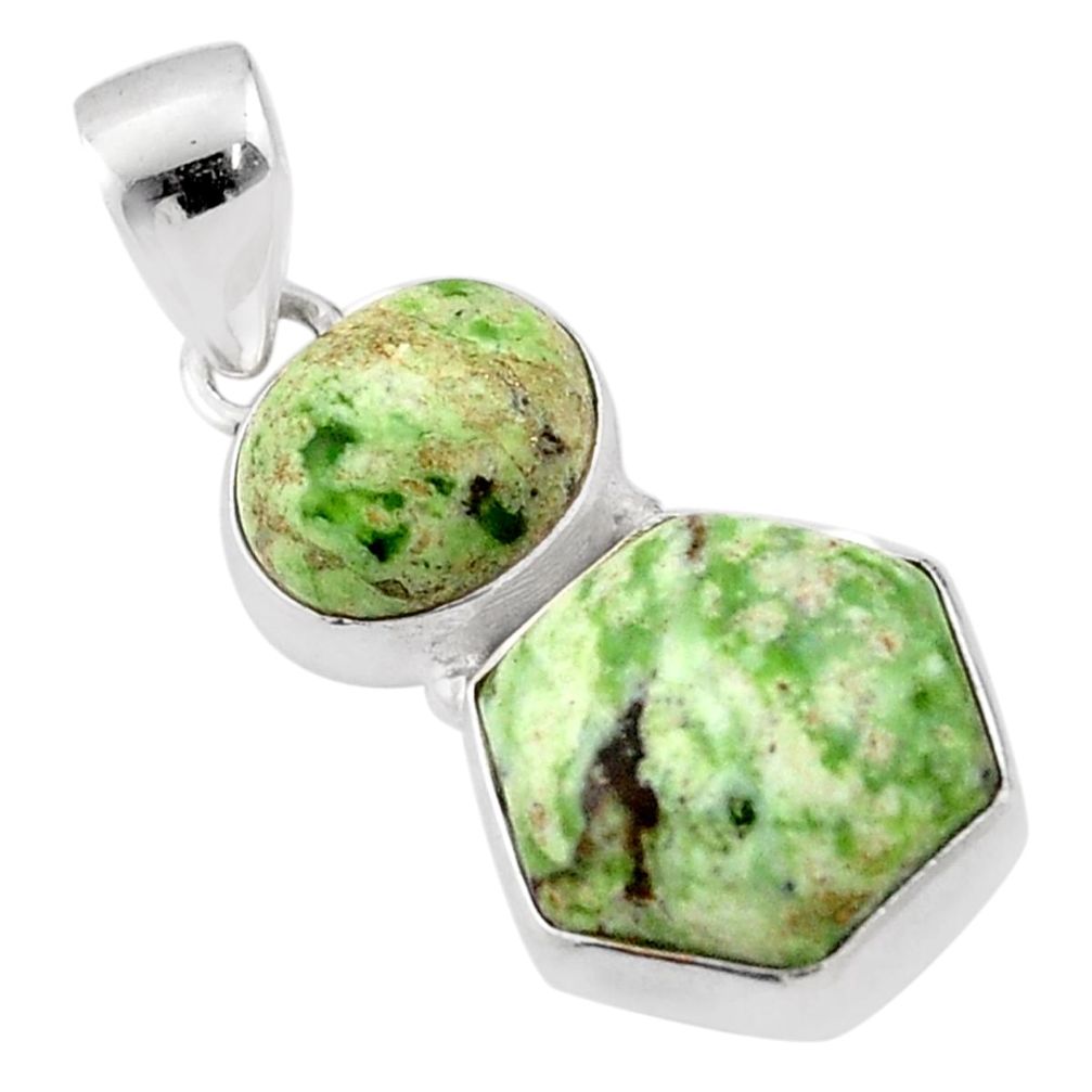 925 silver 10.15cts natural green chrome chalcedony hexagon pendant t83482