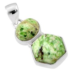 925 silver 10.15cts natural green chrome chalcedony hexagon pendant t83482