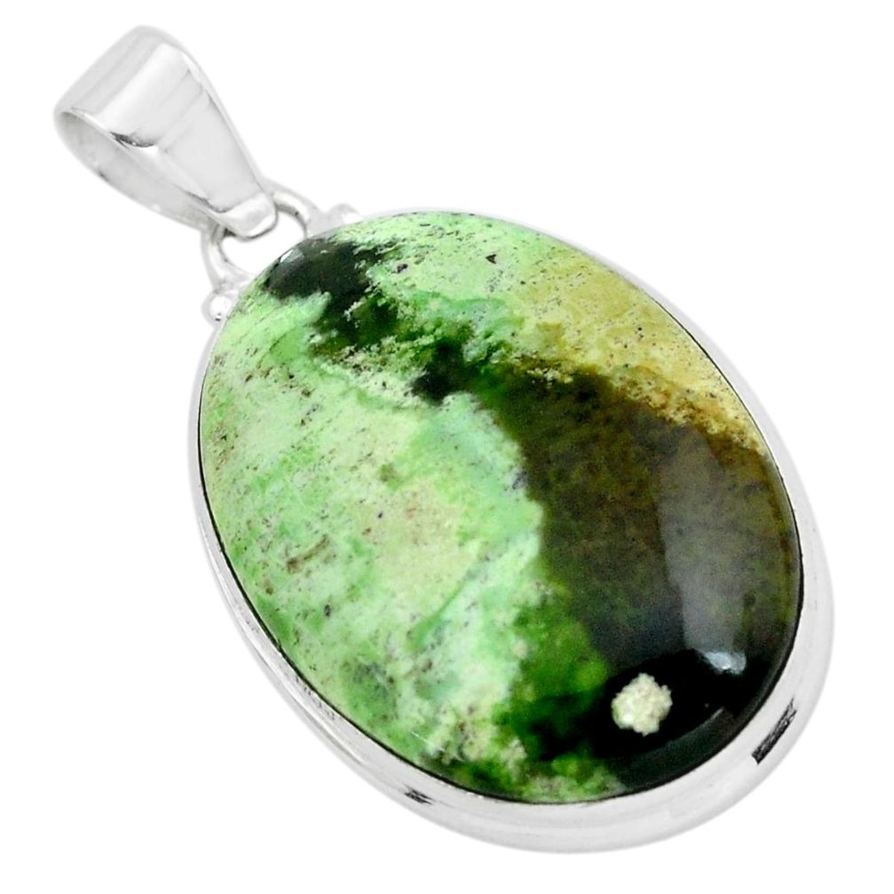 cts natural green chrome chalcedony oval shape pendant p66127
