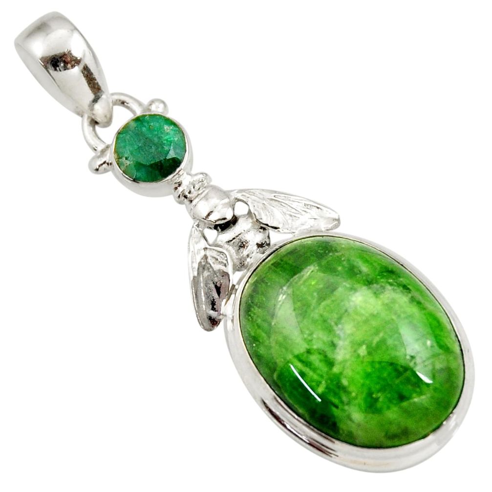 925 silver 16.46cts natural green chrome diopside oval emerald pendant d42010