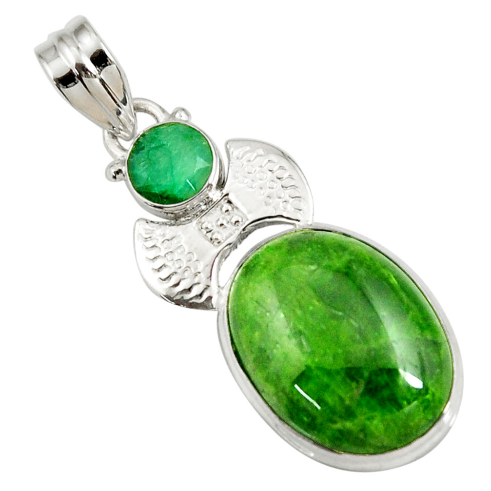 cts natural green chrome diopside oval emerald pendant d42551