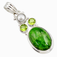 cts natural green chrome diopside peridot pearl pendant d42014