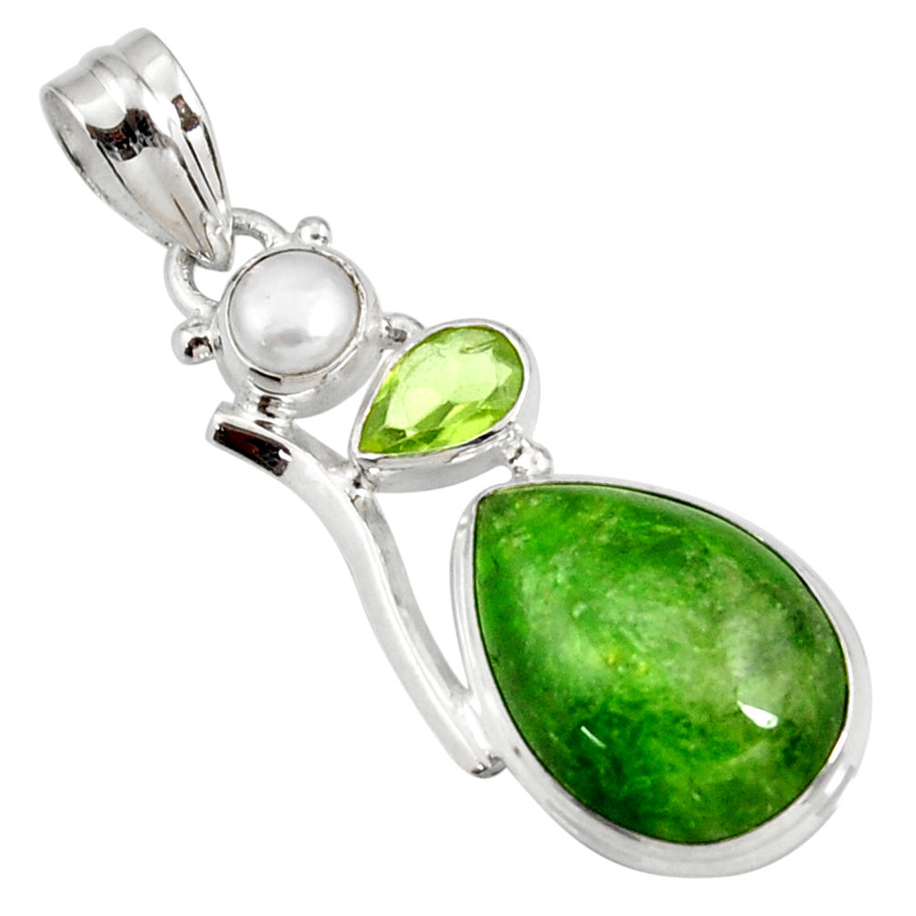 cts natural green chrome diopside peridot pearl pendant d42599