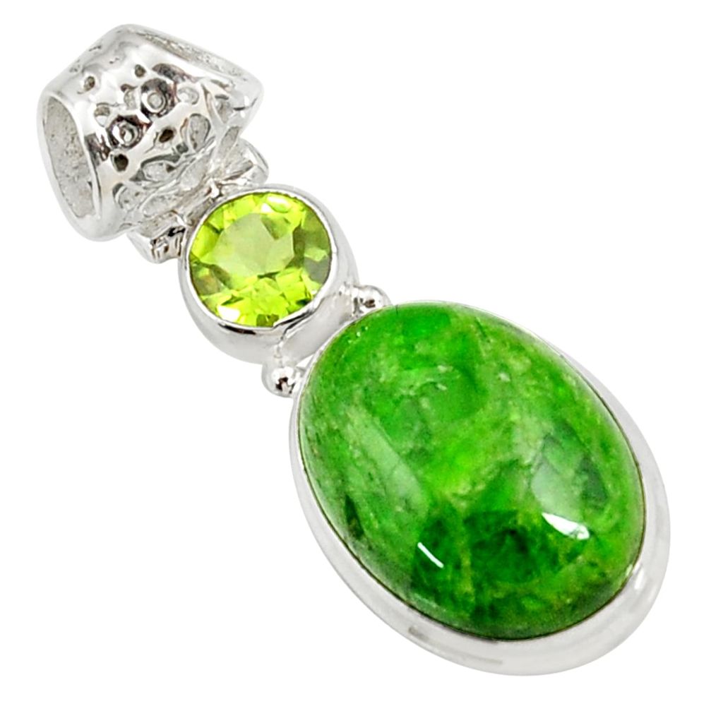 925 silver 15.55cts natural green chrome diopside peridot pendant d42638