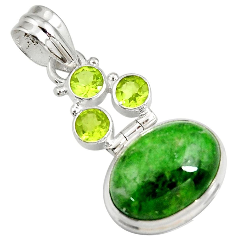 925 silver 15.97cts natural green chrome diopside peridot pendant jewelry d42566