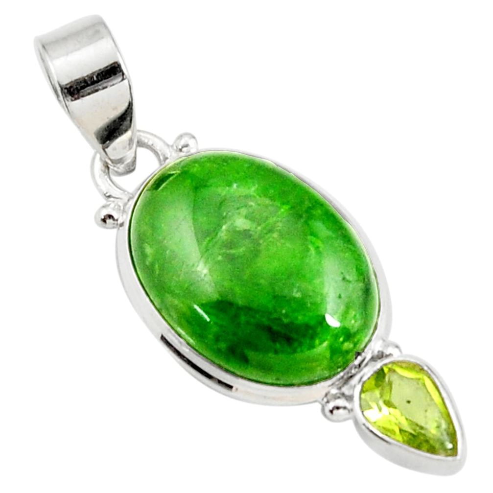 925 silver 14.07cts natural green chrome diopside peridot pendant jewelry d42595