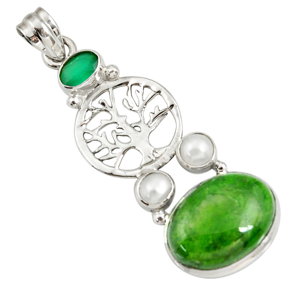 cts natural green chrome diopside tree of life pendant d42557