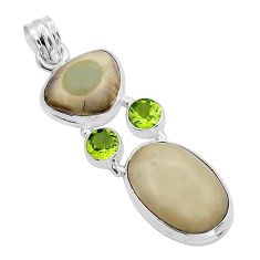925 silver 20.77cts natural green imperial jasper oval peridot pendant y21600