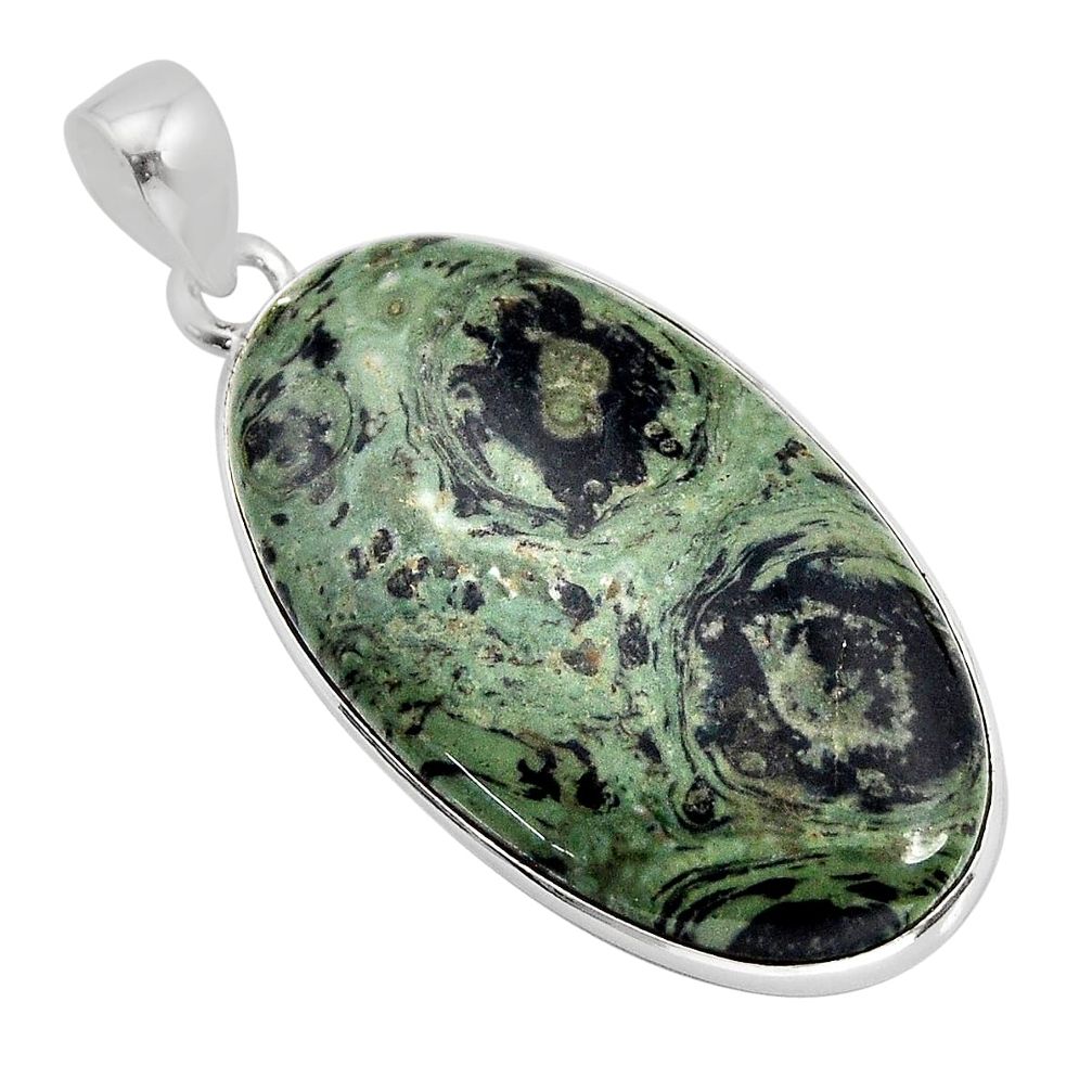 925 silver 23.92cts natural green kambaba jasper (stromatolites) pendant y77490