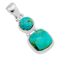 925 silver 6.11cts natural green kingman turquoise cushion shape pendant y79490