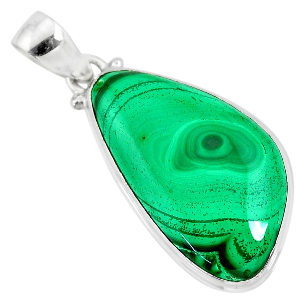 925 silver 24.00cts natural green malachite (pilot's stone) fancy pendant r84673