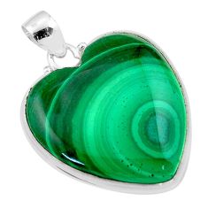 925 silver 34.27cts natural green malachite (pilot's stone) heart pendant t83714