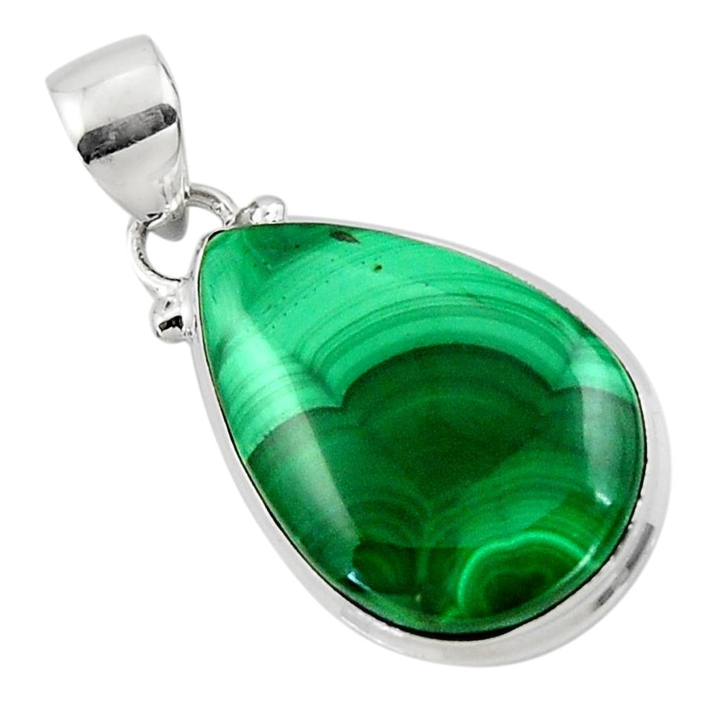 925 silver 15.65cts natural green malachite (pilot's stone) pear pendant r50617