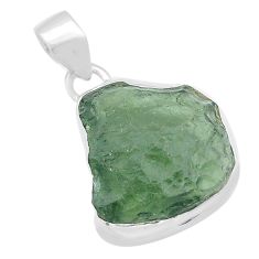 Clearance Sale- 925 silver 8.70cts natural green moldavite (genuine czech) fancy pendant u60008