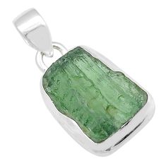 Clearance Sale- 925 silver 6.78cts natural green moldavite (genuine czech) fancy pendant u60042