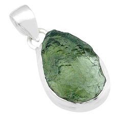 Clearance Sale- 925 silver 6.78cts natural green moldavite (genuine czech) fancy pendant u60049