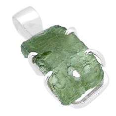 Clearance Sale- 925 silver 8.16cts natural green moldavite (genuine czech) fancy pendant u60116
