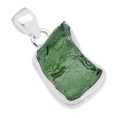 Clearance Sale- 925 silver 7.73cts natural green moldavite (genuine czech) fancy pendant u62436