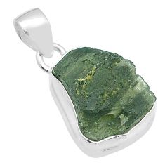 Clearance Sale- 925 silver 8.61cts natural green moldavite (genuine czech) fancy pendant u62444