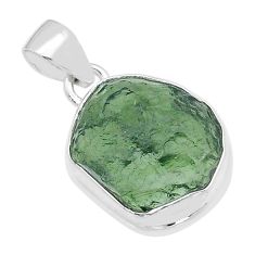 Clearance Sale- 925 silver 8.61cts natural green moldavite (genuine czech) fancy pendant u62457
