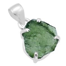Clearance Sale- 925 silver 6.05cts natural green moldavite (genuine czech) fancy pendant u78231
