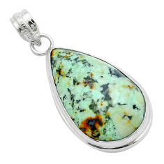925 silver 17.95cts natural green norwegian turquoise pear shape pendant u72627