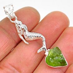 925 silver 5.52cts natural green peridot rough fancy fairy mermaid pendant y2774