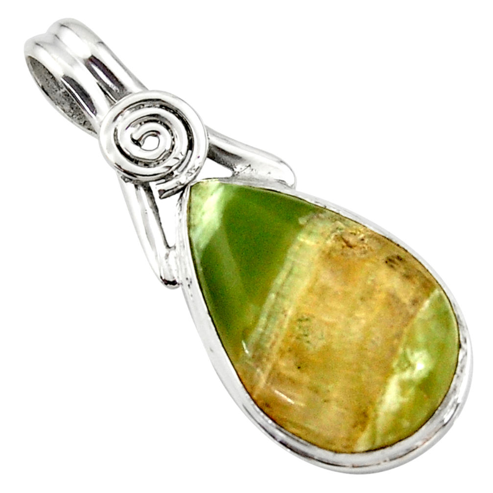 925 silver 15.08cts natural green pietersite (african) pear pendant r27624