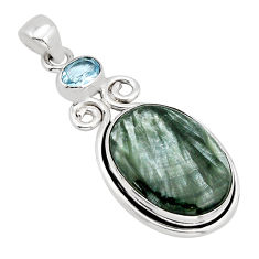 925 silver 17.95cts natural green seraphinite (russian) topaz pendant y66516