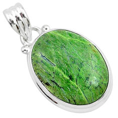 925 silver 12.58cts natural green swiss imperial opal oval shape pendant r94920