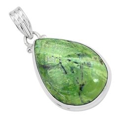 925 silver 17.57cts natural green swiss imperial opal pear shape pendant p59634