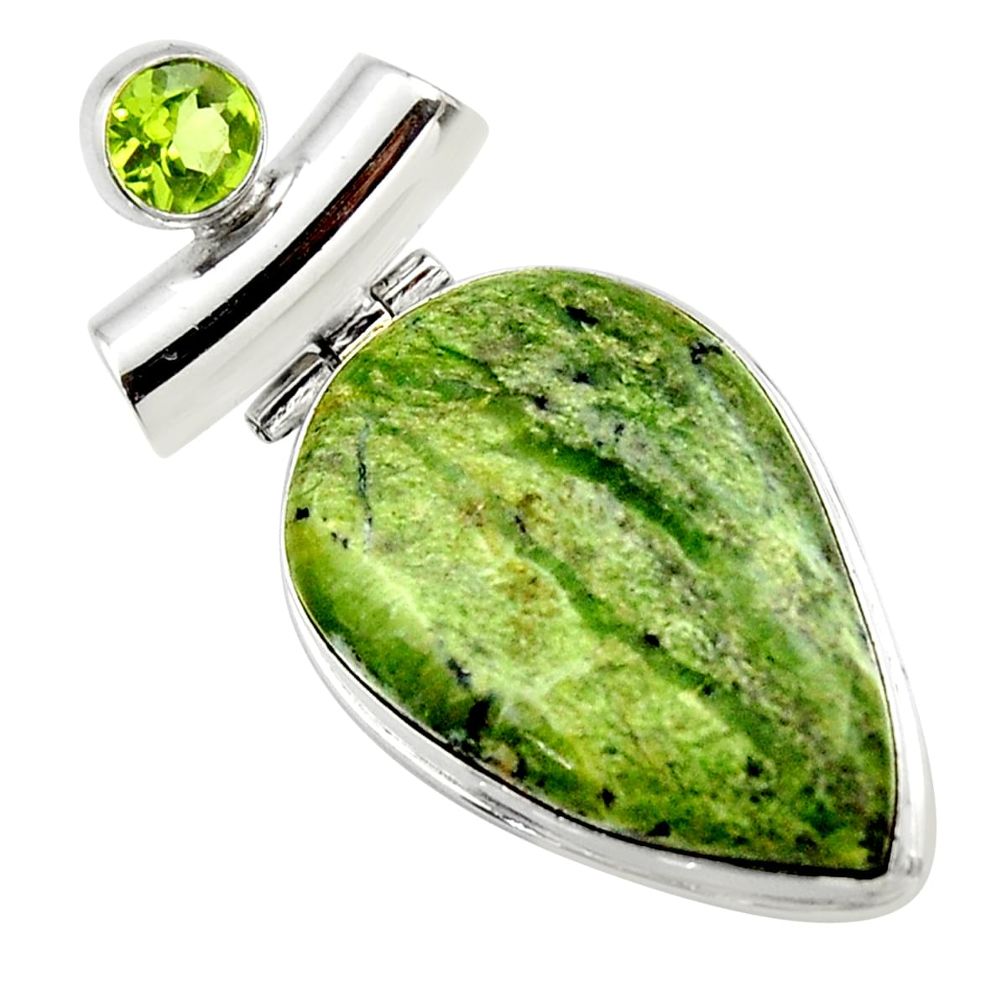 925 silver 22.44cts natural green swiss imperial opal peridot pendant r32176