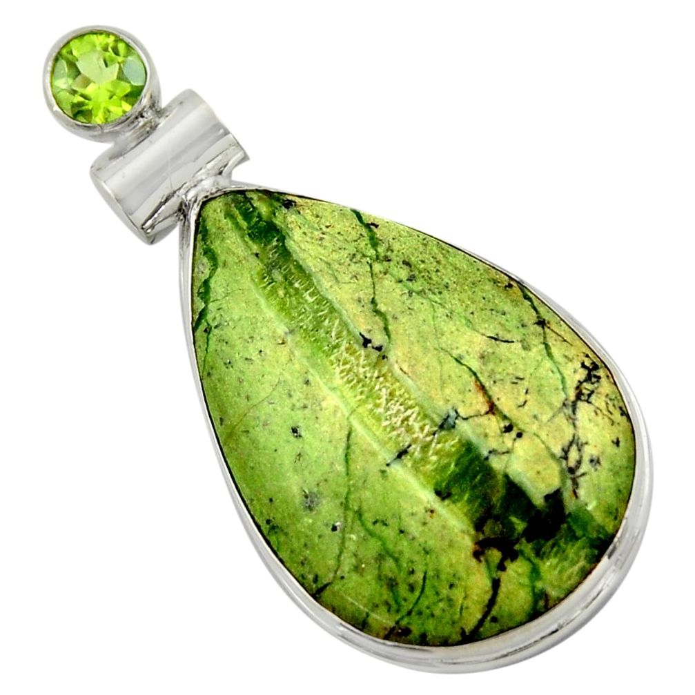 925 silver 19.23cts natural green swiss imperial opal peridot pendant r41716