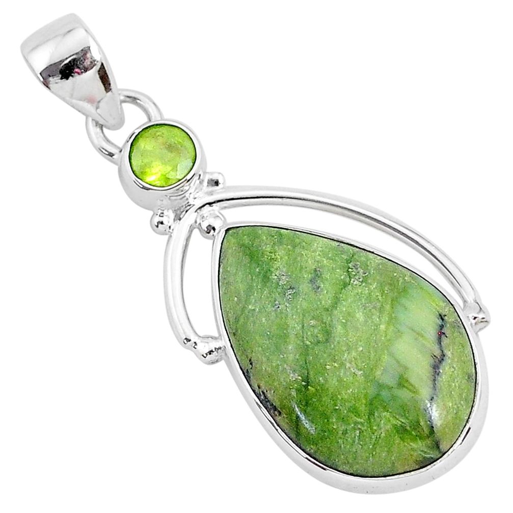 925 silver 12.58cts natural green swiss imperial opal peridot pendant r94556