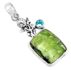 Clearance Sale- 925 silver 16.43cts natural green swiss imperial opal topaz angel pendant p55093