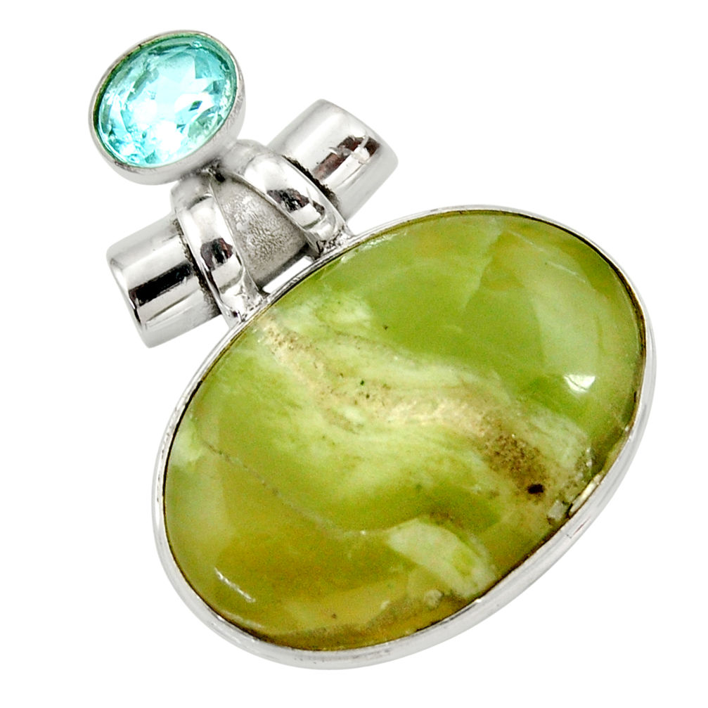 925 silver 28.08cts natural green swiss imperial opal topaz pendant r30516