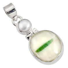 cts natural green tourmaline in quartz pearl pendant d44164