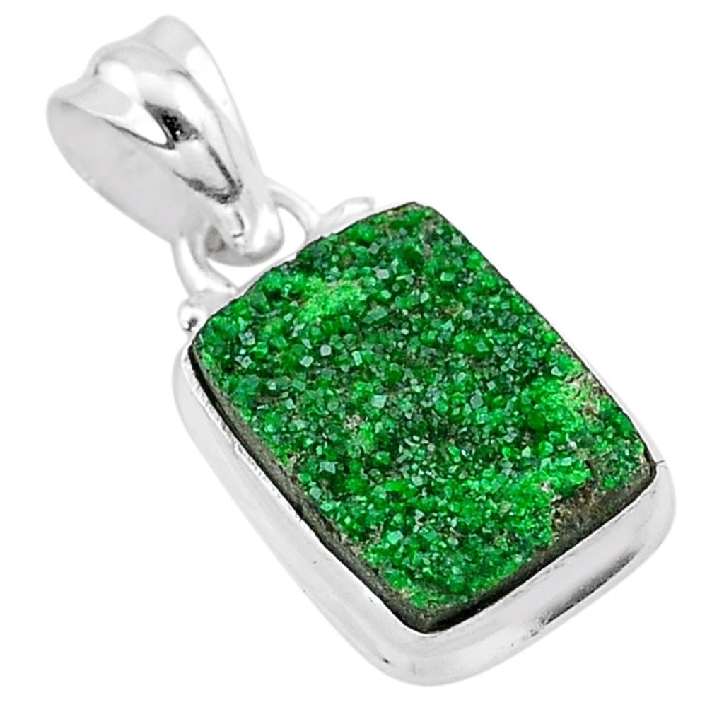 925 silver 6.45cts natural green uvarovite garnet octagan shape pendant t1950