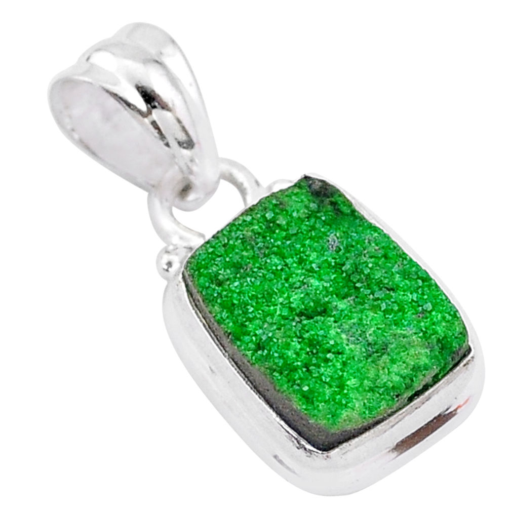 925 silver 5.51cts natural green uvarovite garnet octagan shape pendant t1995