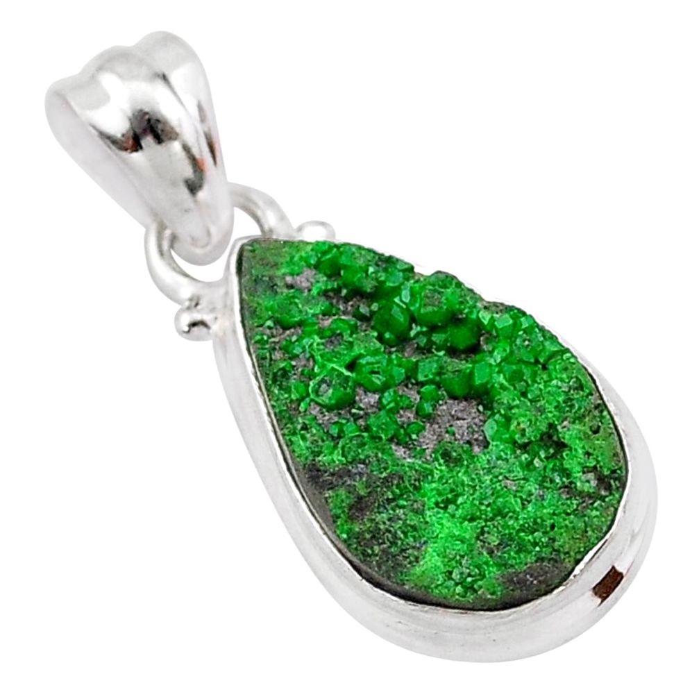 925 silver 8.51cts natural green uvarovite garnet pear handmade pendant t1977